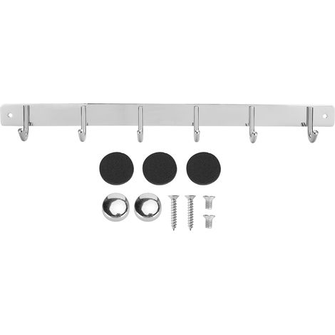 Porte-manteau Porte-porte - Crochets Acier Inoxydable 304 - Pour Manteaux Chapeaux Et Accessoires - Fixation Sans Perçage - 6 Crochets - Noir (1/5)