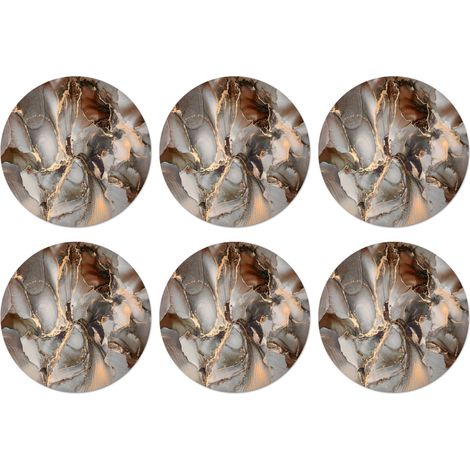 SOTTOBICCHIERI Set di 6Grigio - Oro - Marmo - Aspetto marmo 10x10 cm (1/5)