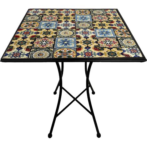 Axi Camilla Table De Bistrot Yellow Breeze - Mosaïque  Petite Table Basse, Design Carré, Carreaux En Céramique  Balcon, Terrasse Ou Balcon - Charge Max : 40 Kg / 60 X 60 X 75 Cm