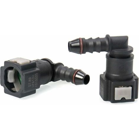 SNQ – 2er-Pack Kraftstoffschlauchverbinder – 90°-Kraftstoffleitungsanschluss – 7,89 mm Kunststoff – Schnelle, werkzeuglose Montage (1/5)