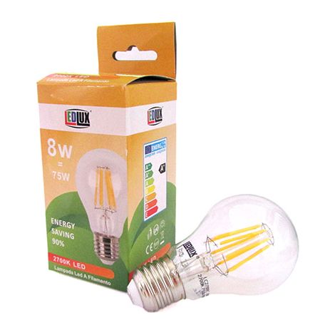Lampada Filo Led Con Filamento E27 A60 8W 360 Gradi Bianco Caldo 2700K Bulbo Sfera Palla Goccia Come Lampade Tradizionali SKU-4407 (1/3)