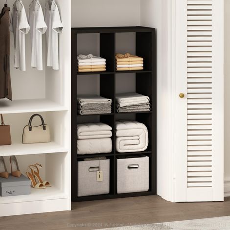 Étagère de Rangement Multifonction à Dos Ouvert cubique pour vêtements et Placard, 8 Cubes, chêne foncé (1/5)