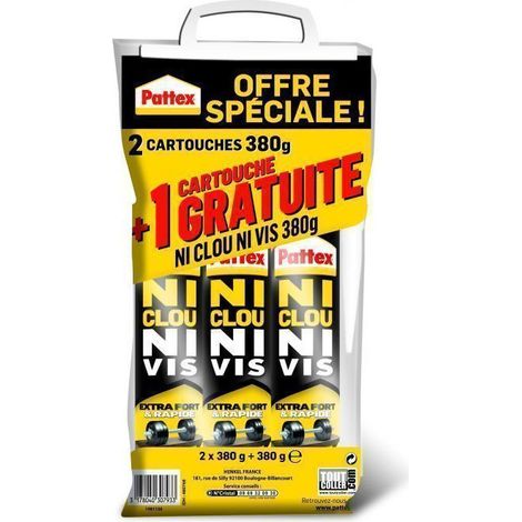 Klebstoff Kein Nagel Kein Schraube Packung 2x380g + 1x380g gratis - Pattex