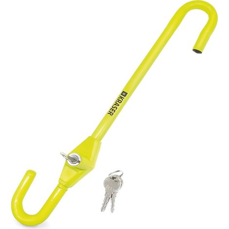 KR835 Antivol Voiture Volant Pédale, Canne Jaune Haute Visibilité, Verrouillage Sécurité en Acier, Crochet Réglable Plus Extensible, Barre Bloque Volant Universel pour Auto Camping Car Fourgon (1/5)