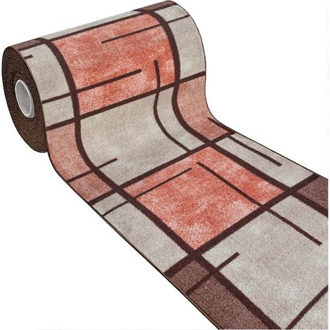 Tapis de Cuisine Bordé Antidérapant Lavable Marbré Couleurs Vives Rouge - 50x80 Cm (1/4)