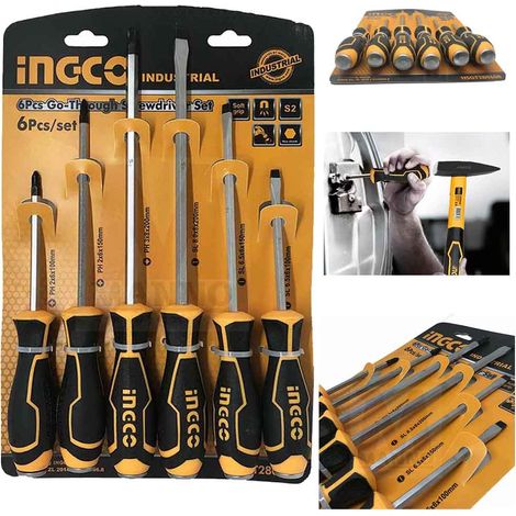 Cacciaviti a scalpello per professionali a gambo esagonale kit da 6 pz pro INGCO (1/4)
