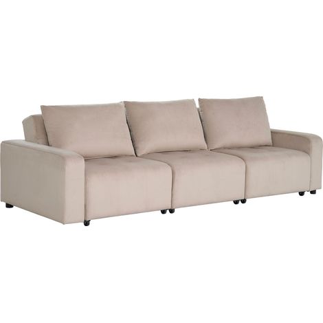Canapé 3 places convertible et modulable Castelo Velours Taupe (1/5)