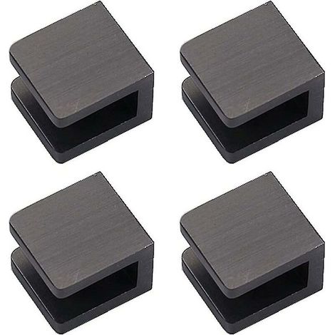 4 Pack Glass Clips, No Drilling Holes On Glass Glass Holder Shelf Bracket Clip Support (for 8mm-10mm Glass, Black) (1/4)