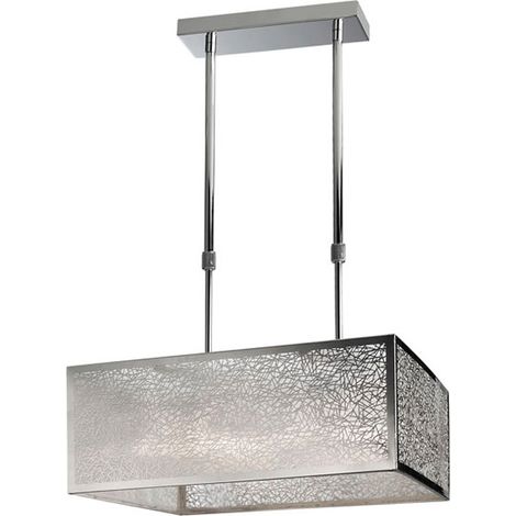 Lámpara de techo cuadrada “Japan” de cuatro luces (4xG9) (40W máximo 230V) IP20 40x40x68cm fabricada en acero inoxidable, PVC y (1/5)