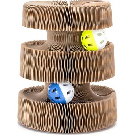 Arbre à chat en forme de pont, avec circuit et balles interactives. (1/4)