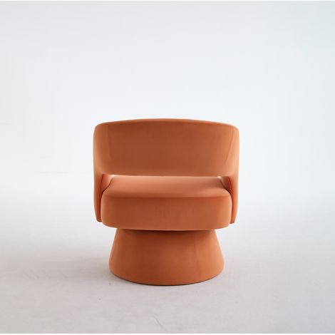 Sillón giratorio 360° de chenilla naranja con base metálica, 68 x 66 x 75 cm, HOMVRA (1/5)