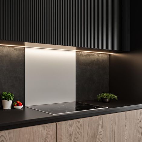 Cuisissimo – Crédence de cuisine en verre trempé 6 mm – Blanc – L 90 x H 50 cm – Fixation par silicone transparent (1/3)