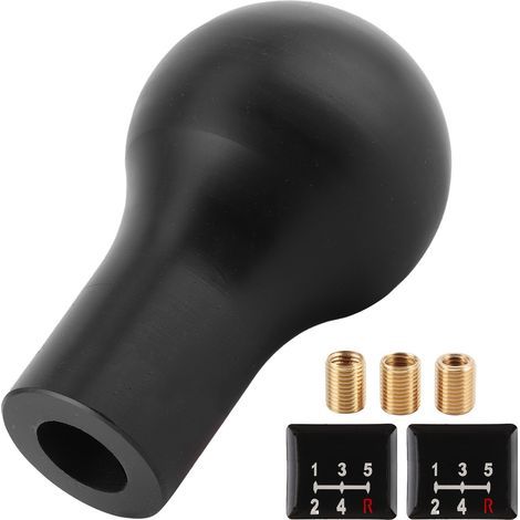 Schwarzer Schaltknauf mit 14 mm Innendurchmesser (0,55 Zoll) inklusive Aufkleber und Gewindeadapter, passend für Mitsubishi RALLIART. (1/5)
