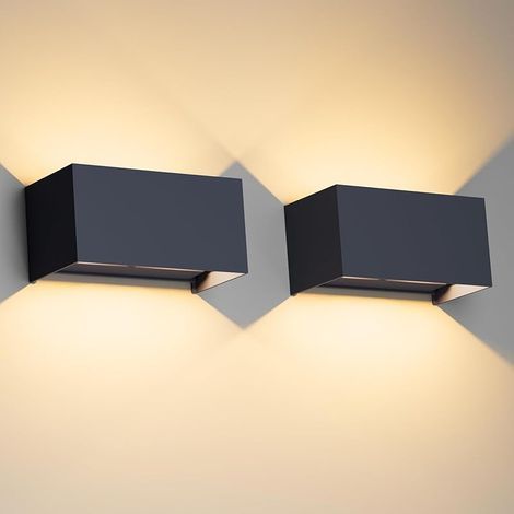 24W Applique Mural Intérieur/Extérieur Faisceau Réglable,2PCS Applique Murale LED IP65 Étanche 3000K Blanc Chaud Appliques Murales,Anthracite (1/5)