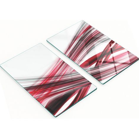 Juego de dos tablas de cocina de cristal con diseño de líneas abstractas, 2x30x52 cm. (1/5)