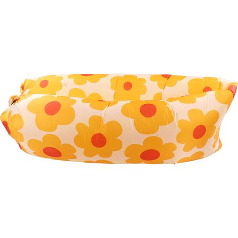 Canapé gonflable, indéchirable et portable, avec sac de rangement, convient aux adultes et aux enfants, motif tournesol. (1/5)