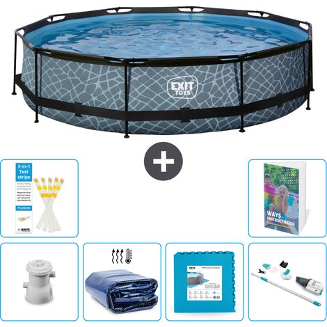 Exit Pool Rund - Steinoptik - 360x76 cm - 7-teilig S319