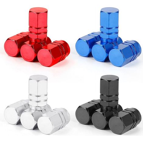 4x Aluminum Valve Stem Caps Wheel Covers Air Tire Metal Car/Truck/Bike Universal (1/5)