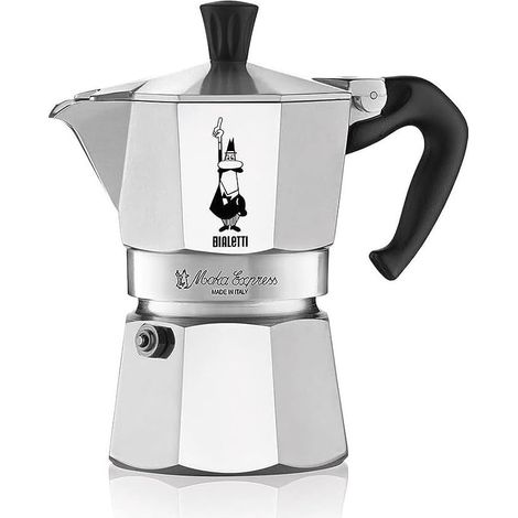 Moka Express: La Cafetière Expresso Iconique, Le Vrai Café Italien, Cafetière Moka 4 Tasses (190 Ml), Aluminium, Argenté (1/2)
