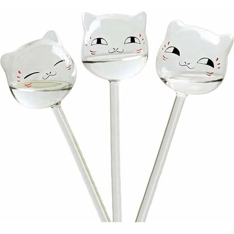 Lot de 3 boules d'irrigation en forme de chat pour le jardin, les plantes en pot et les plantes suspendues, (1/5)