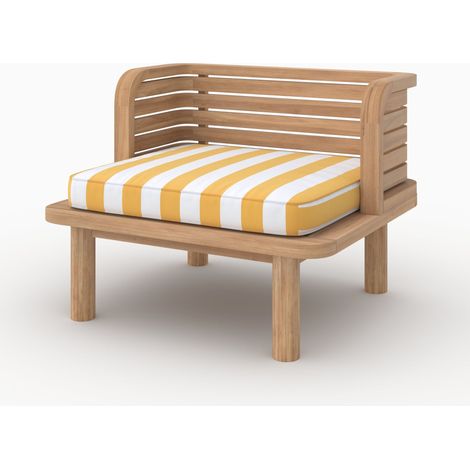 Sillón de jardín Kilda de teca maciza y cojín de rayas amarillas