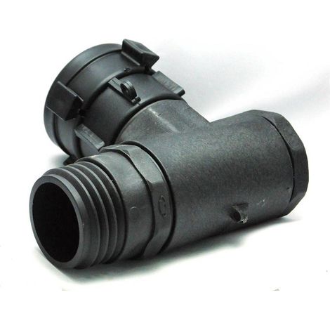 Raccord femelle S60x6 écrou tournant avec coude 90°et sortie male S60x6 (1/4)