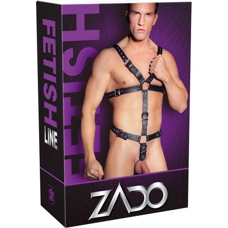 Harnais Zado noir pour homme avec clous et anneaux, tailles S à L