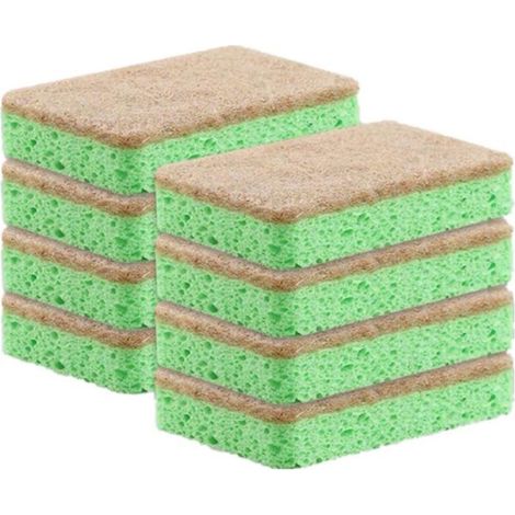 Éponge À Vaisselle - Fibre De Cellulose Naturelle - Non Abrasive - Pour Surfaces Sensibles - 8 Pièces