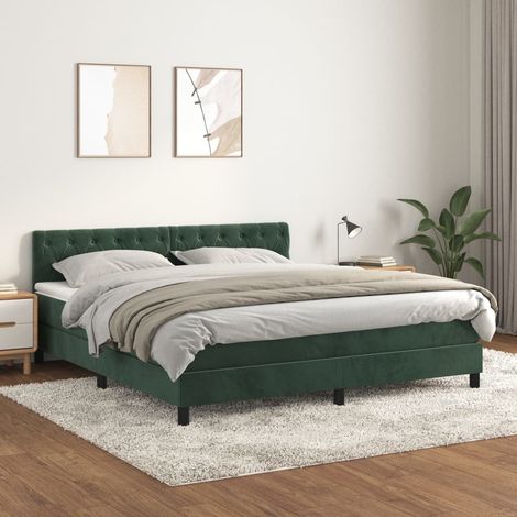 Boxspringbett mit Matratze Dunkelgrün 160x200 cm Samt vidaXL