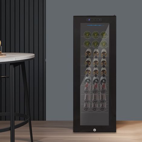 Armario para vinos de 9 niveles Armario para vinos independiente Nevera para vinos Armario para vinos con pantalla LED Capacidad de 90 litros Negro (1/5)