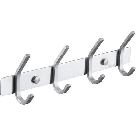 ZOLGINAH Badezimmergarderobe, Wandgarderobe aus Metall mit 4 Haken, Wandgarderobenhaken für Badezimmer, Edelstahl SUS304, gebürstete Oberfläche, AH203H4-2 (1/5)