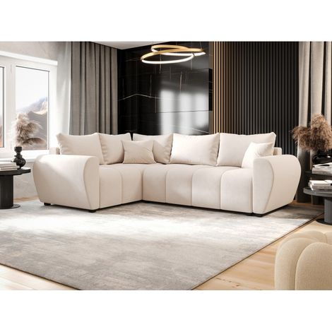 Tendencio – Canapé d’angle convertible 3 places – Dimensions 246x145x82cm – Couchage 200x140cm – Rangement intégré – Design moderne (1/2)