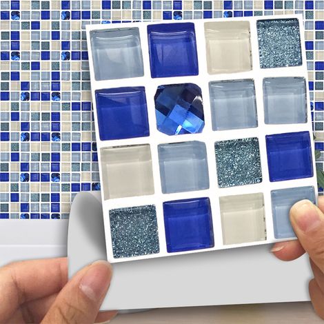 18 autocollants de transfert pour carrelage mosaïque, salle de bain, cuisine, bricolage, maison (10 cm x 10 cm) (MTS013) (1/5)