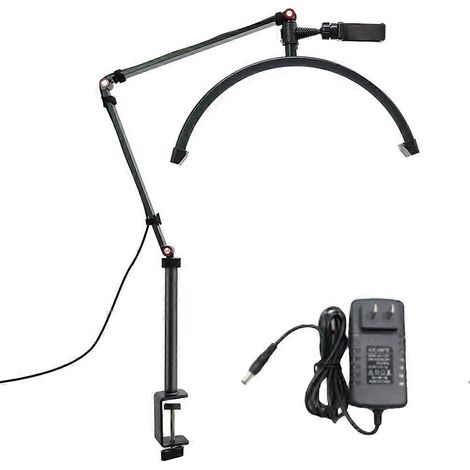 Lampe de beauté LED demi-lune 20 W 40 cm (16 pouces) en forme de U, pour tatouage des sourcils, salon de beauté et extension de cils, noire, prise américaine (1/5)