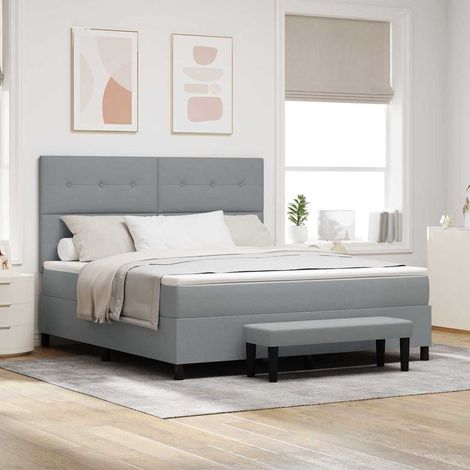 Boxspringbett mit Kopfteil Hellgrau 180 x 200 cm Stoff (1/5)