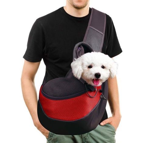 (Couleur:Rouge, noir)Sac de Transport Bandoulière pour Petit Chien Chat Animal Sac Voyage Léger et Résistant pour Chiot Chaton 2.5kg/ 5.5lb (1/5)