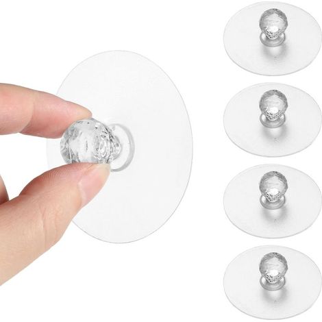 Lot de 4 boutons de tiroir autocollants sans perçage en acrylique transparent en forme de diamant pour armoire, cuisine, bibliothèque, fenêtre, commode, porte de meubles de salle de bain (1/5)