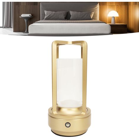Tragbare kabellose Touch-LED-Schreibtischlampe mit 3 Farbtemperaturen, stufenloser Helligkeitsregelung, wiederaufladbar, Nachttischlampe, Möbellampe, Esstischlampe, goldfarben. (1/5)
