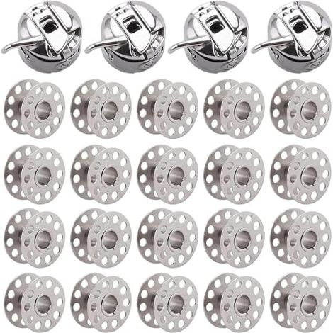 [JAMAIS UTILISÉ]Métal Boîtier Canette,4 Pièces Boîte à Canette pour Machine à Coudre,20 Pièces Bobine en Métal,Compatible pour Singer Janome Brother Machine à Coudre Domestique Standard D'artisanat (1/5)