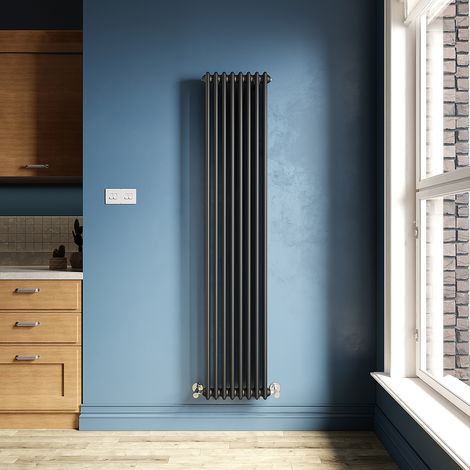 ELEGANT Traditional Radiator Black Central Heating Horizontal Radiator Mild Steel Double Panel Radiator 1800 x 380mm (1/5)