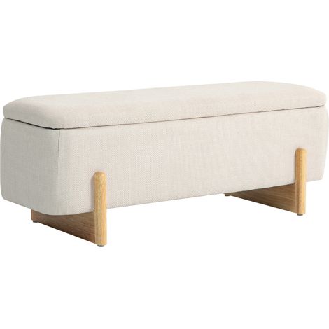 Polsterbank mit Stauraum, beige, Beine aus Buchenholz und Sicherheitsdeckel (1/5)