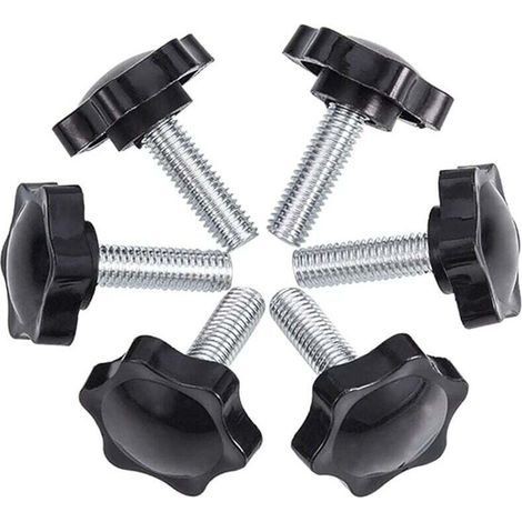 Packung mit 6 M8 50 44 Flügelmuttern, Flügelmuttern, gerändeltem Kunststoff-Sternknopf, Flügelmutterclips (1/5)