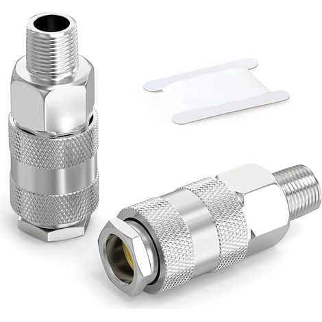 2 Pièces 1/4 Inch Air Line Connectors, 1/4" BSP Male Thread Euro Airline Compressor Fittings, Quick Connect Air Coupler Air Hose Fittings,Air Coupler (1/4)