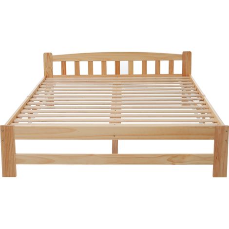 CAIziLit futon bois massif 140x200 cm, tête de lit, sommier à lattes, naturel (1/5)