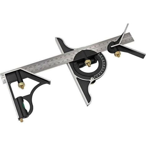 Escuadra multifuncional ajustable de 300 mm, kit de medición de alta resistencia, transportador de precisión, regla para medir ángulos. (1/4)