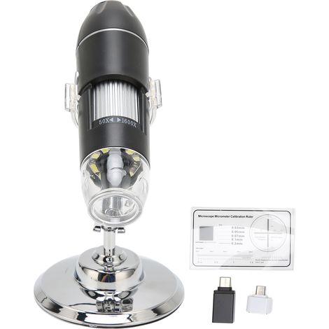 Microscope USB Portable 50X‑1600X avec Caméra Endoscope 8 LED pour Android et iPhone (1/5)