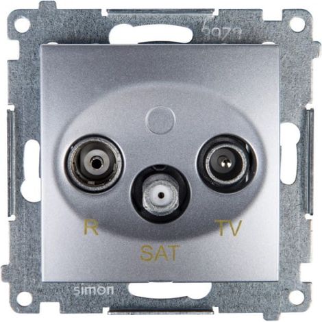 Toma de antena pasante Simon 54 RD/TV/SAT, plata mate, dasp.01/43