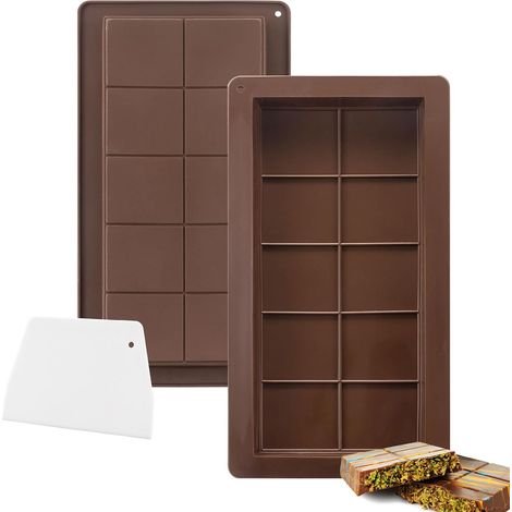 2 Pièces Moule Chocolat Silicone, Anti-adhésif Réutilisable, Grattoir Inclus, Pour Cuisine Et Pâtisserie (1/5)