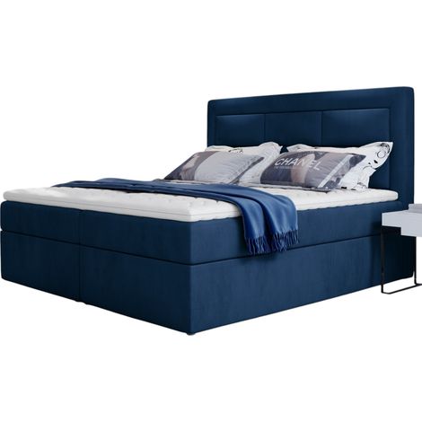 Lit continental velours bleu pétrole Balore-180x200 (1/5)