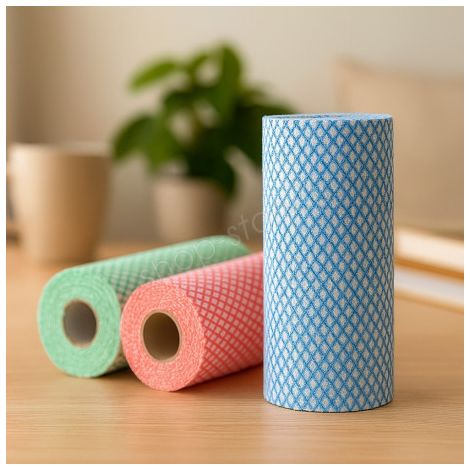 Pack de 2 Rouleaux de 50 Lingettes Lavables Réutilisables Non Tissées Multiusage Absorbantes Couleur Aléatoire (1/5)